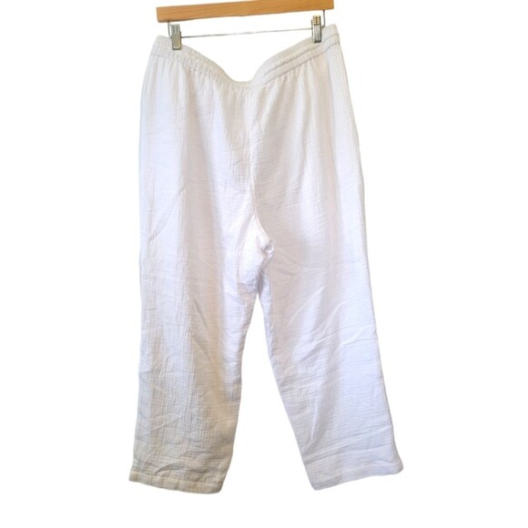 J. Crew Seaside Soft White Gauzy Cotton Pull On Pants Size Large - Picture 2 of 7